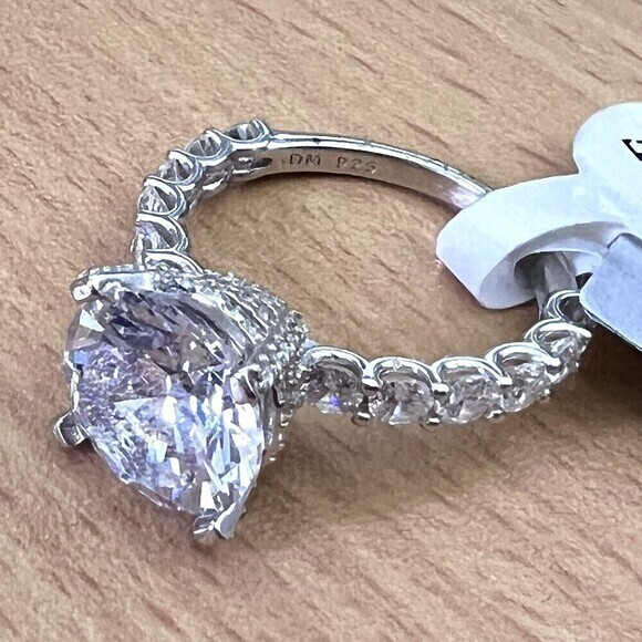 925 Sterling Silver | CZ Luxury Solitaire Ring Women's Size 8 Rhodium‎ Finish - Picture 1 of 17